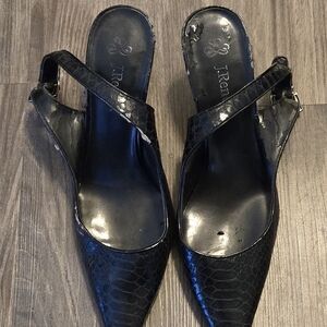 J.Renee Black Textured Slingback Heels